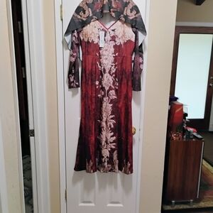 Halloween Red Floral and Skulls Printed Women's Dress